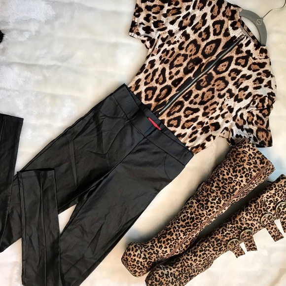 Red Pants - Red by Saks Fifth Avenue faux leather skinny pants